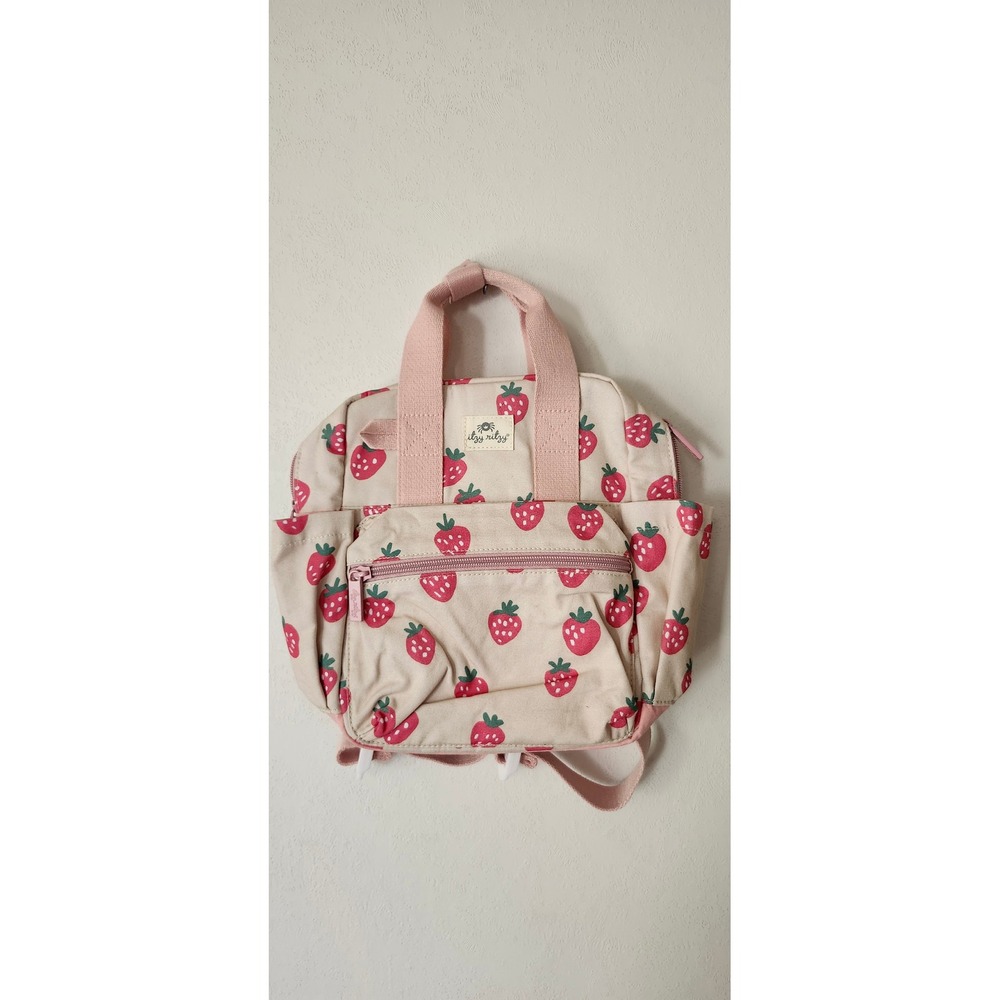 Itzy Ritzy Itzy Bitzy Bag Toddler Daycare Backpack Strawberries and Cream Pink